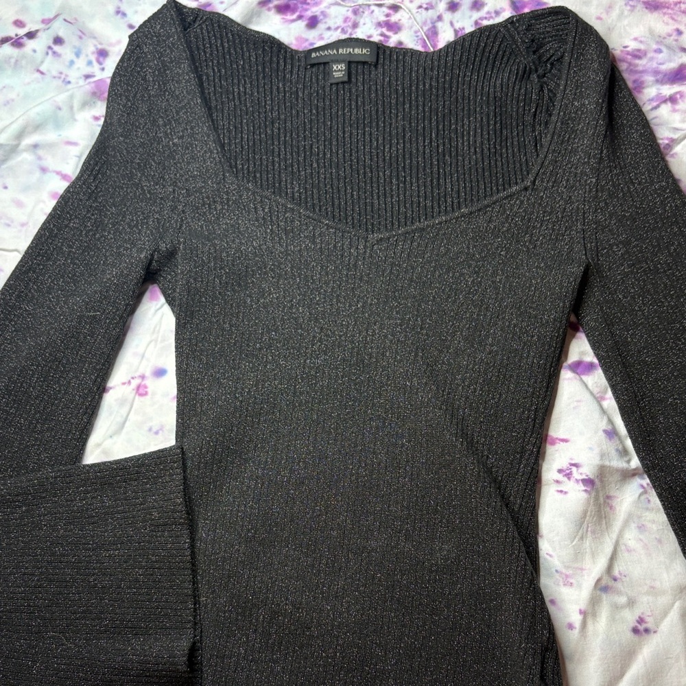 Banana Republic Charcoal Ribbed Knit Top